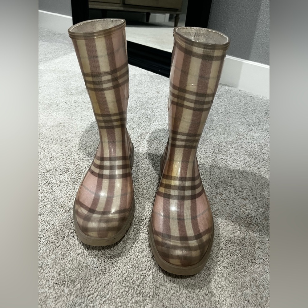 Burberry Nova Check Pink Rain Boots, Women’s Size 36, US 6, Made in Italy - Picture 6 of 9